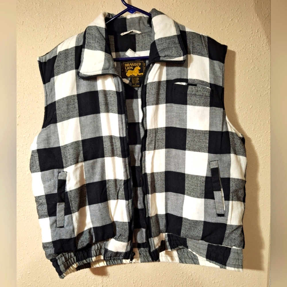 Branded Lion Black & White Checker Vest Size XL